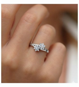 Cadeau pour femmes à rosette en anneau en or blanc 9 carats