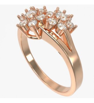 Anello in Oro Rosa 9K Doppia Rosetta Regalo di Fidanzamento o