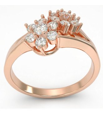 Bague en or rose 9K double rosette ou cadeau d’anniversaire