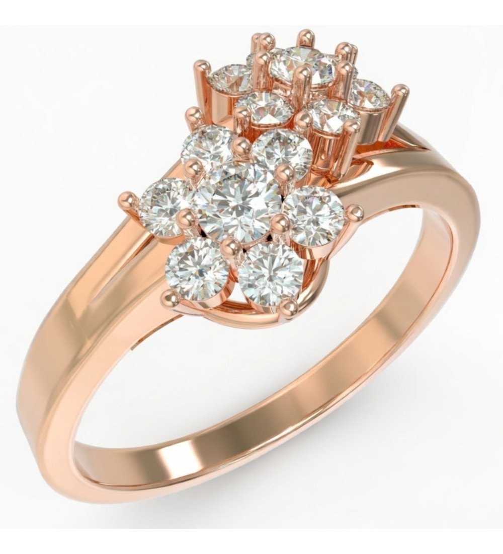 Anello in Oro Rosa 9K Doppia Rosetta Regalo di Fidanzamento o