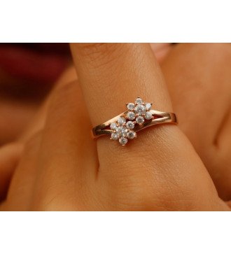 Bague en or rose 9K double rosette ou cadeau d’anniversaire