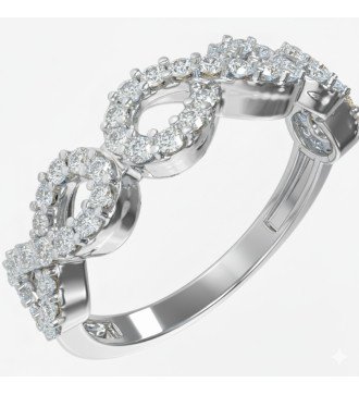 Bague élégante en or blanc infini 9 carats avec zircone en