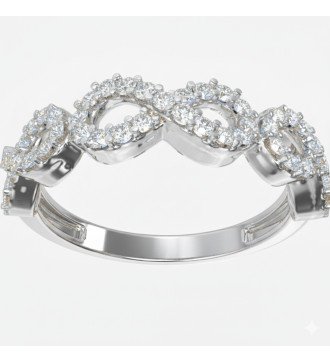 Elegant 9 Karat Infinity White Gold Ring with Zirconia in Prong