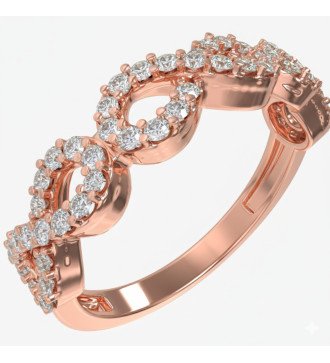 Bague élégante à symbole infini Or rose 9K avec Zircons blancs