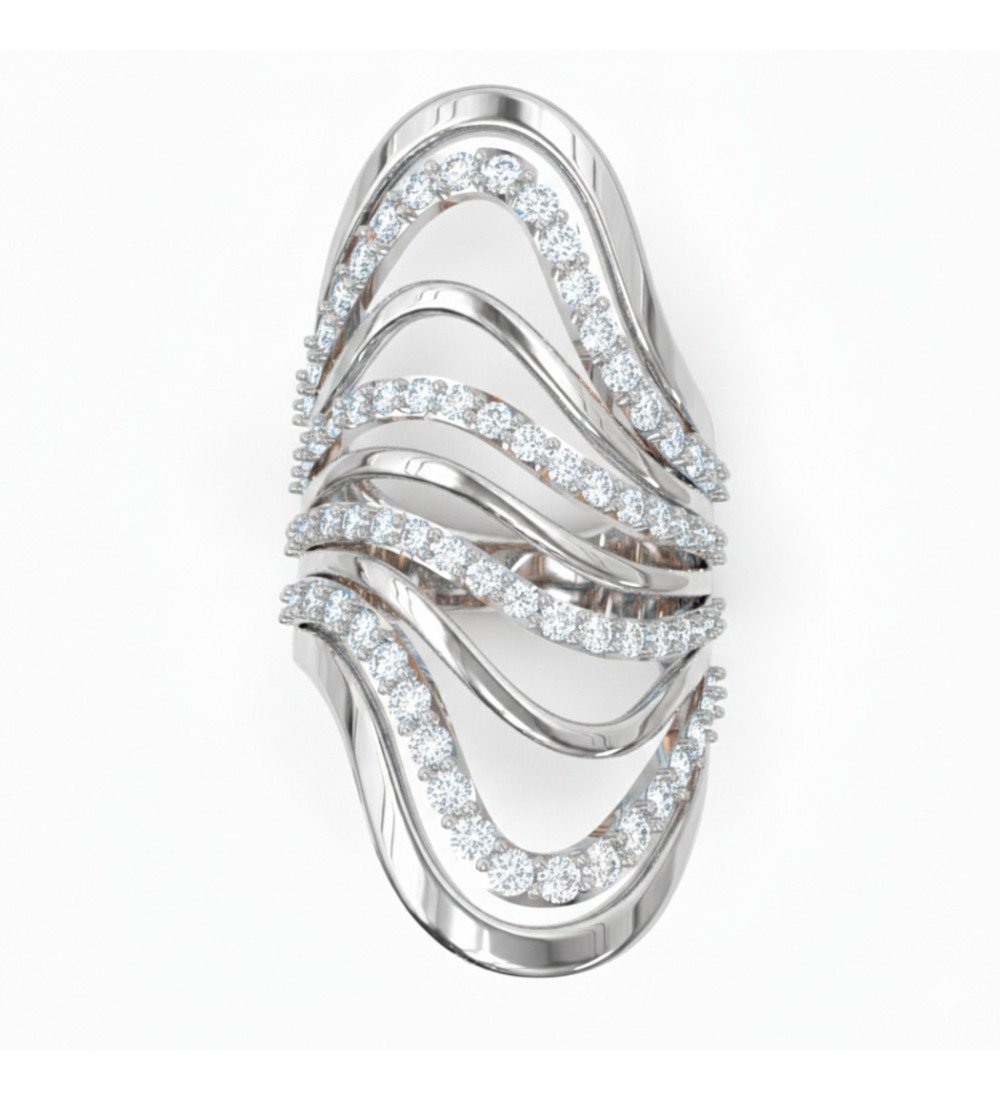 Anneau de doigt complet en argent Plaquage blanc Lignes