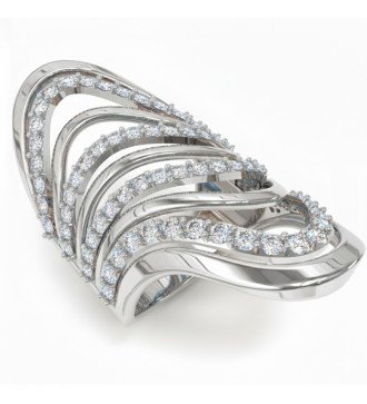 Silber Vollfingerring Weiße Beschichtung Mehrere Linien Weiße