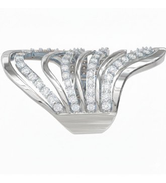 Anillo de dedo completo de plata Baño blanco Líneas múltiples