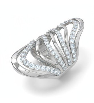 Anillo de dedo completo de plata Baño blanco Líneas múltiples