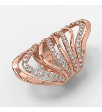 Silberner, welliger langer Ring mit Roségoldbeschichtung und