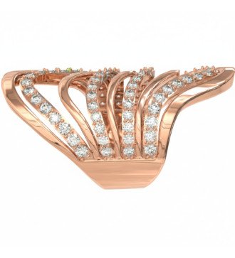 Anillo largo ondulado plateado con chapado en oro rosa y