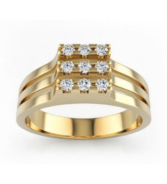 Anillo de oro amarillo femenino de 9k con 9 piedras de circón