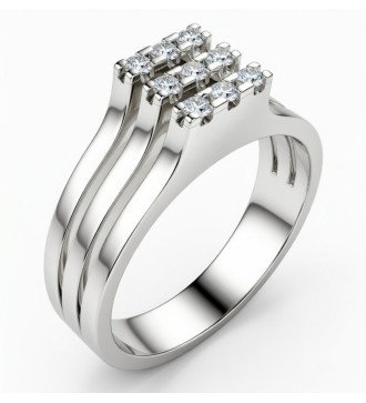 Luxus-Damenring mit weiß vergoldetem 9k Ring mit weißen