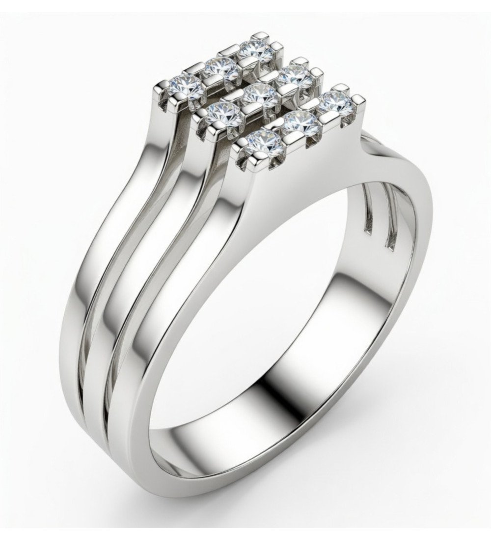 Luxe dames witgoud geplateerde ring van 9k met witte