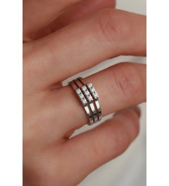 Luxus-Damenring mit weiß vergoldetem 9k Ring mit weißen