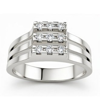 Luxe dames witgoud geplateerde ring van 9k met witte