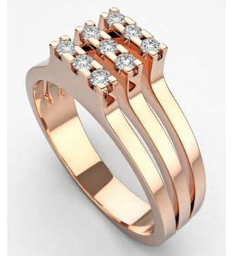 Damenring 9 Karat Roségold mit 9 weißen Zirkonen 0759R