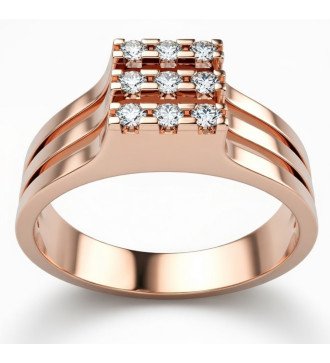 Dames ring 9 karaat rozengoud met 9 witte zirkonen 0759R