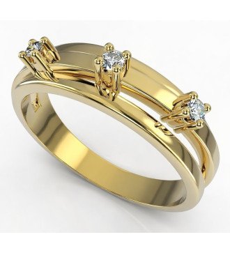 Bague élégante féminine en or jaune 9K avec Zircon 0760K