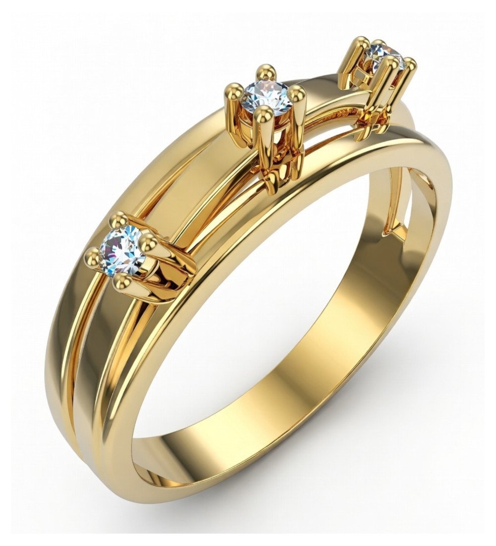Bague élégante féminine en or jaune 9K avec Zircon 0760K