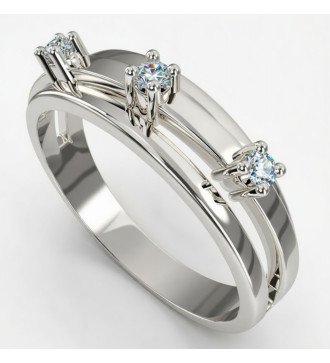 9K Weißgold-Damenring mit Zircon Ideal Gift 0760L