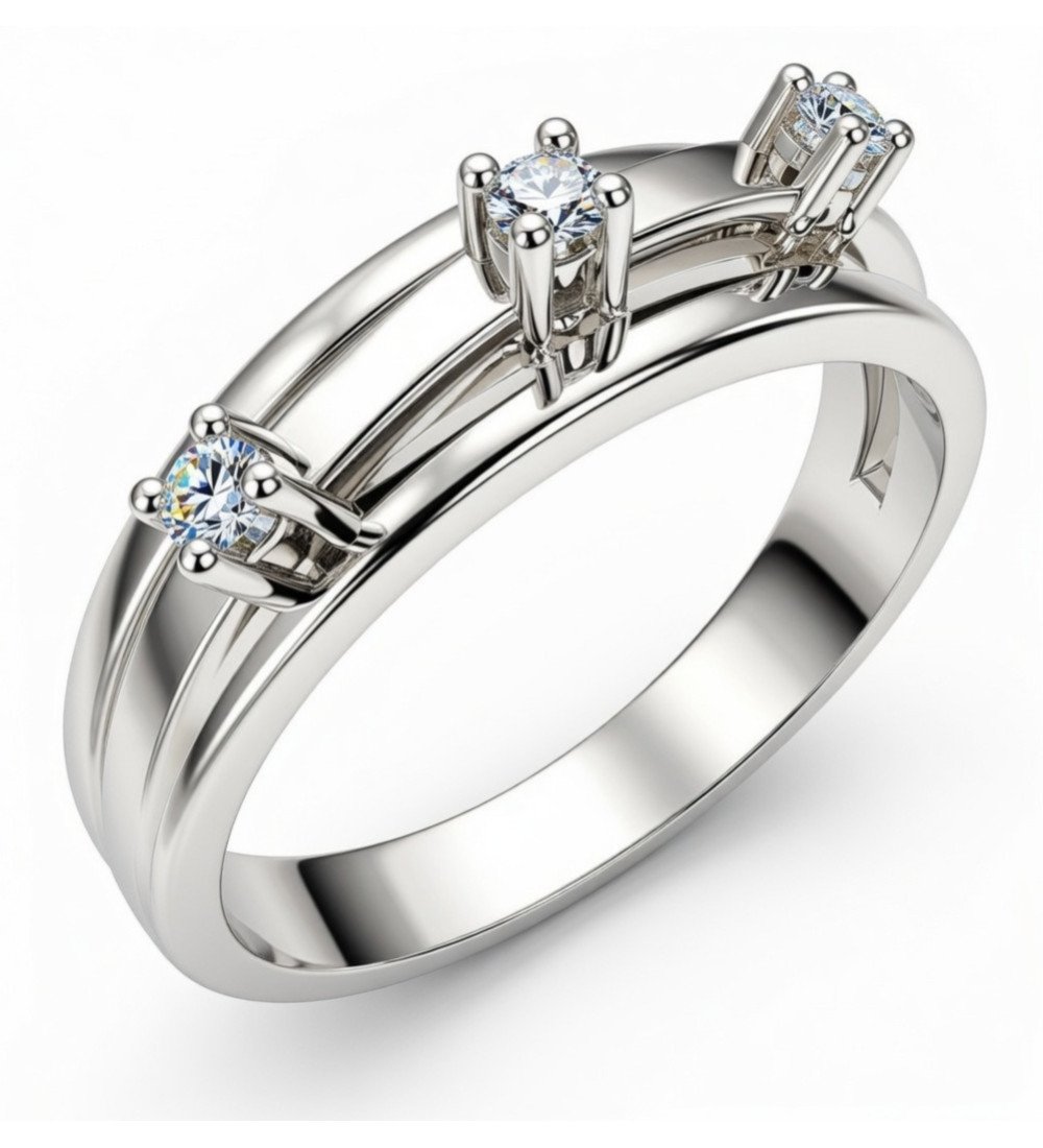 Anello da donna in oro bianco 9K con Zircon Ideal Gift 0760L