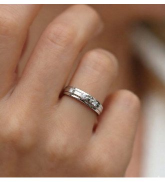 9K Witgouden Damenring met Zircon Ideal Gift 0760L