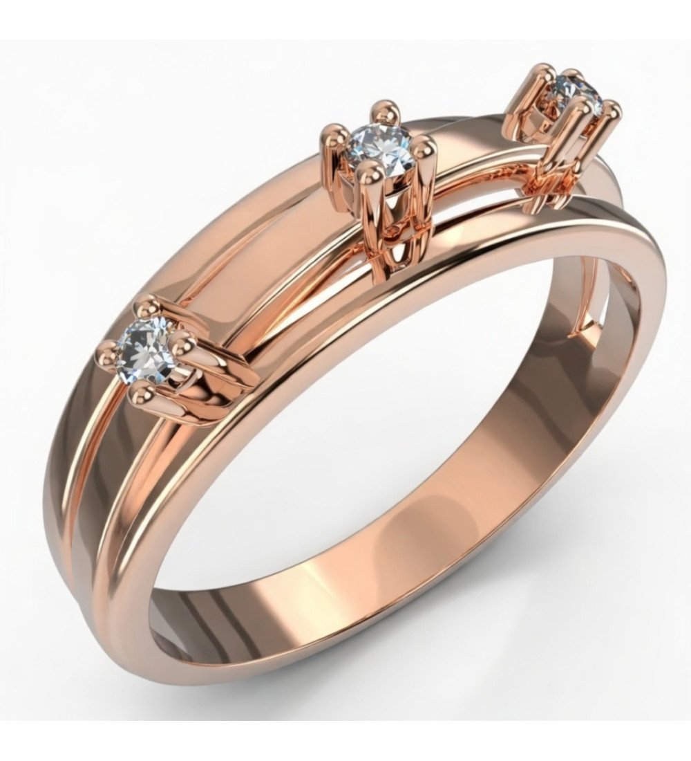 Damenring 9 Karat Roségold mit weißen Zirkonen 0760R