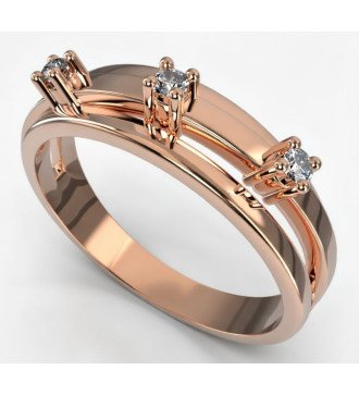 Anillo femenino de oro rosa 9 quilates con Zircons blancos 0760R