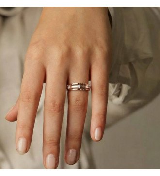 Anello femminile oro rosa 9 carati con Zirconi Bianchi 0760R