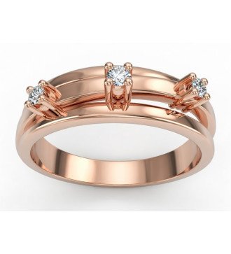 Damenring 9 Karat Roségold mit weißen Zirkonen 0760R