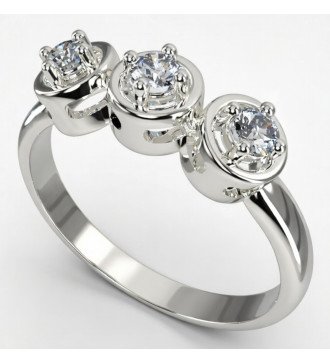 Anello in oro bianco 9 carati Triple Zircon Regalo Ideale per