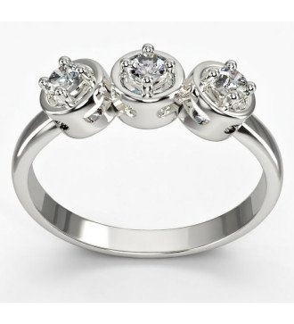 Weißgoldring 9 Karat Triple Zircon Ideales Geschenk für Frauen