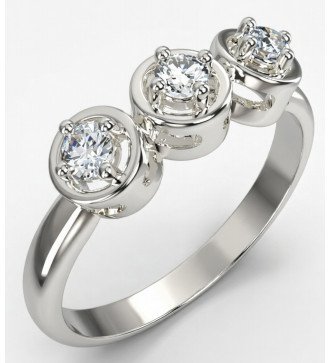 Anillo de oro blanco de 9 quilates triple zircon regalo ideal