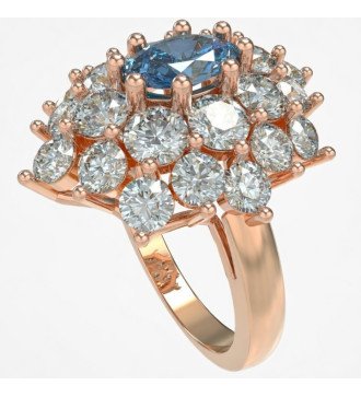 Romantischer Frauen-Rosettenring 9 Karat Roségold Aquamarin