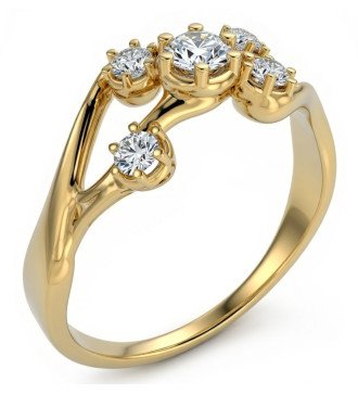 Bague fine en or 9 carats avec pierres asymétriques de zircons