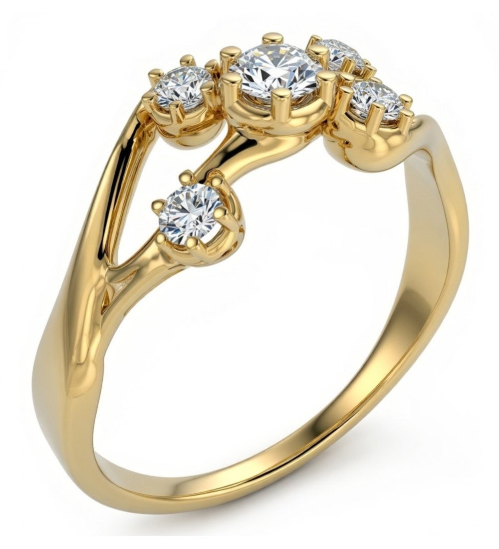 Anillo fino de oro de 9 quilates con piedras de circón blanco