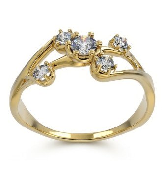 Bague fine en or 9 carats avec pierres asymétriques de zircons