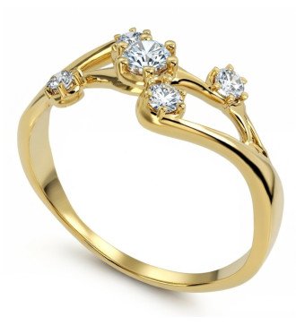 Anello sottile in oro 9 carati con pietre di zircone bianche