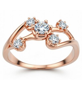 Romantische 9 Karaat rozengouden ring met glanzende ronde