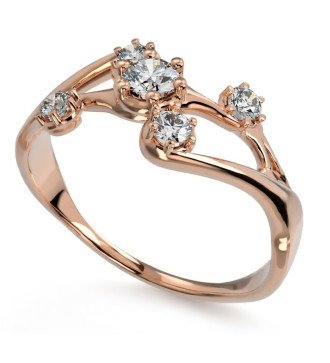 Romantic 9 Karat Rose Gold Ring with Shiny Round Zircons 0811R