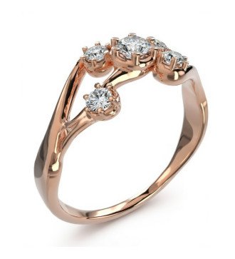 Romantische 9 Karaat rozengouden ring met glanzende ronde