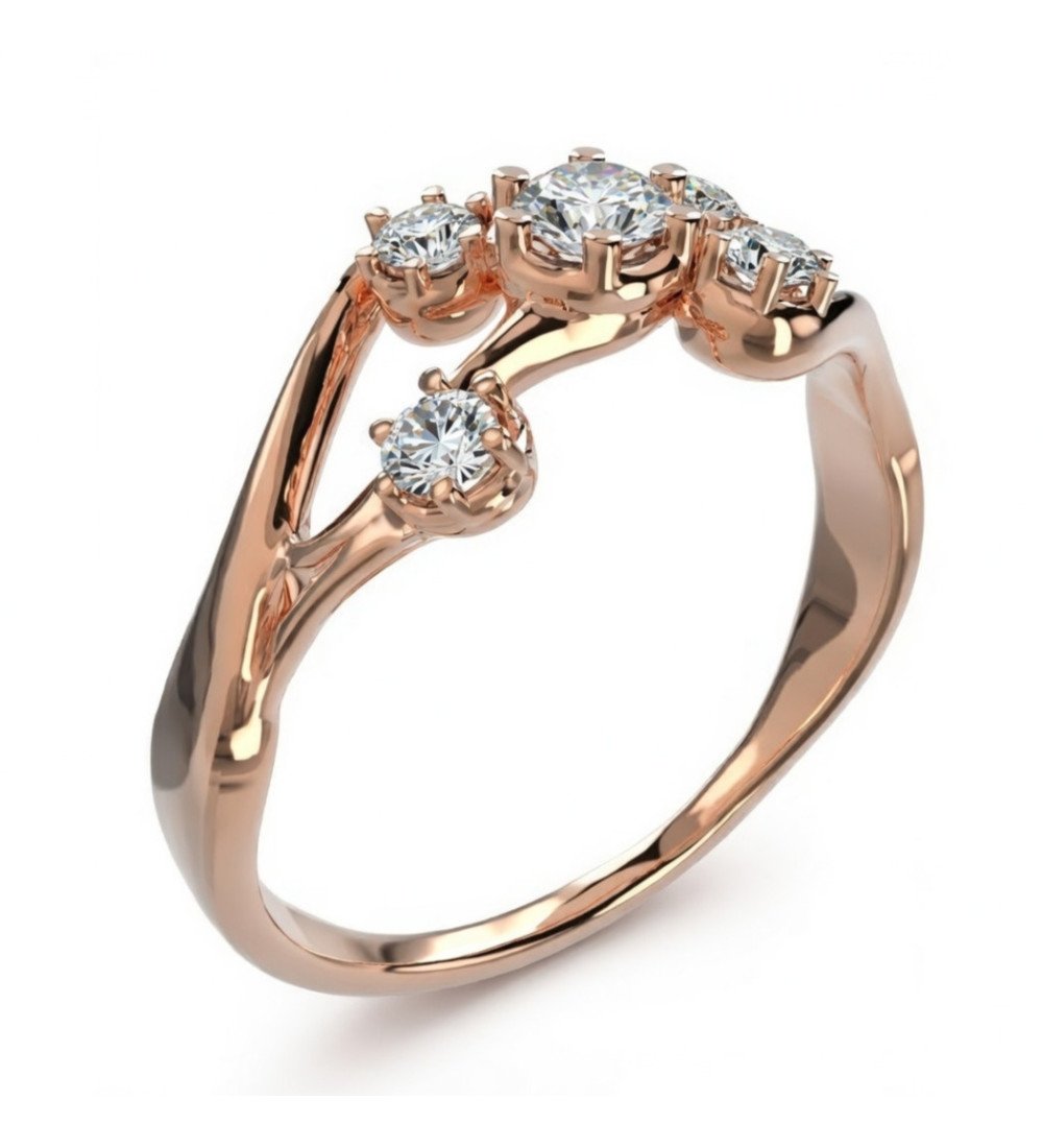 Romantischer 9-Karat-Roségoldring mit glänzenden runden