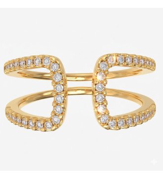 Elegant Modern Chevalier Ring 9K With White Zircons 0087Κ