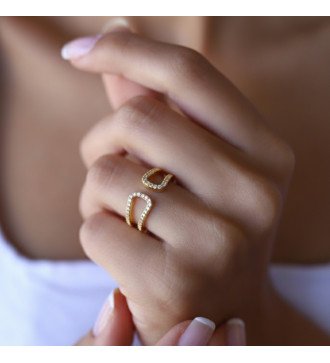 Элегантный современный Chevalier Ring 9K с белыми цирконами