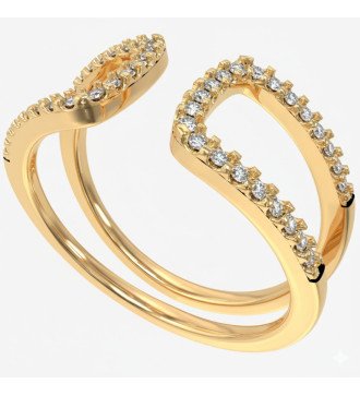 Bague Chevalier moderne élégante 9K avec Zircons blancs 0087Κ