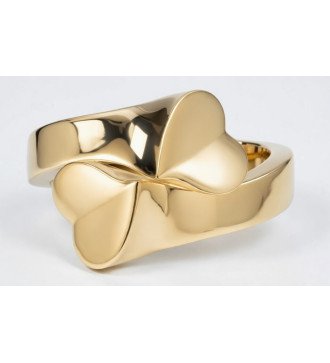 Chevalier Silver Women's Ring with Two Hearts in Yellow Gold
