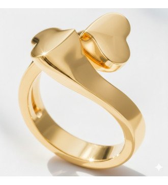 Bague Chevalier Silver Femme avec deux cœurs en or jaune 0095K