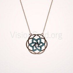 VisionGold.org® Collar de roseta de oro|Collar de roseta de plata de ley