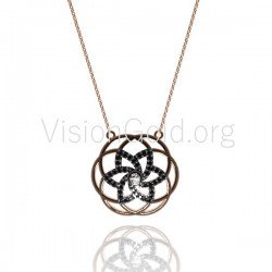 VisionGold.org® Collar de roseta de oro|Collar de roseta de plata de ley