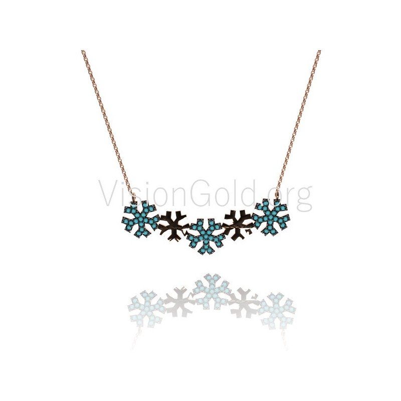 Christmas Crystal Snowflake Necklace, Silver Chain w/Charm Pendant Jewelry Gift New